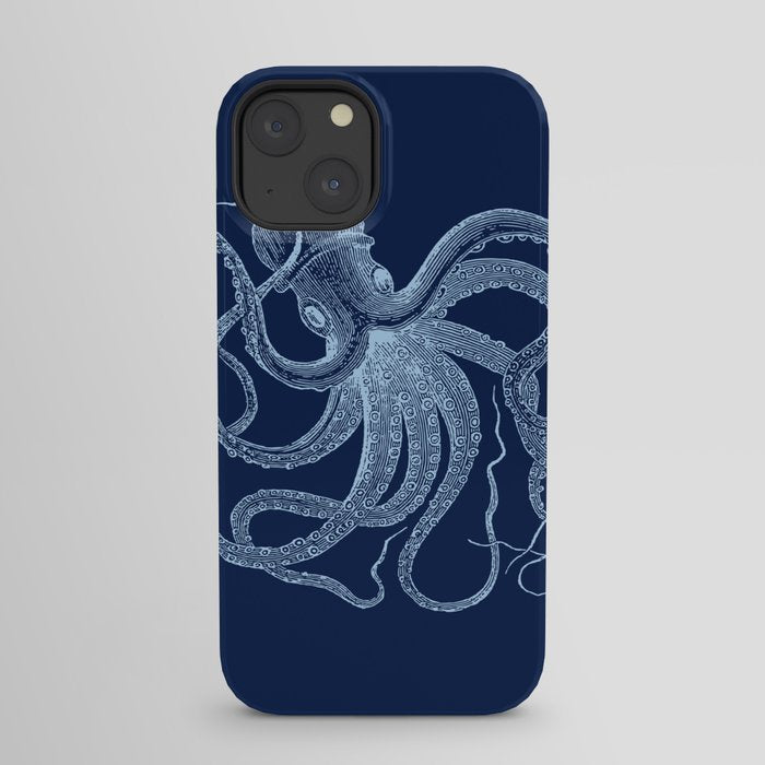 Light-blue octopus on dark blue iPhone Case Gallery Image 21