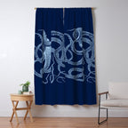 Light-blue octopus on dark blue Window Curtain Gallery Image 5