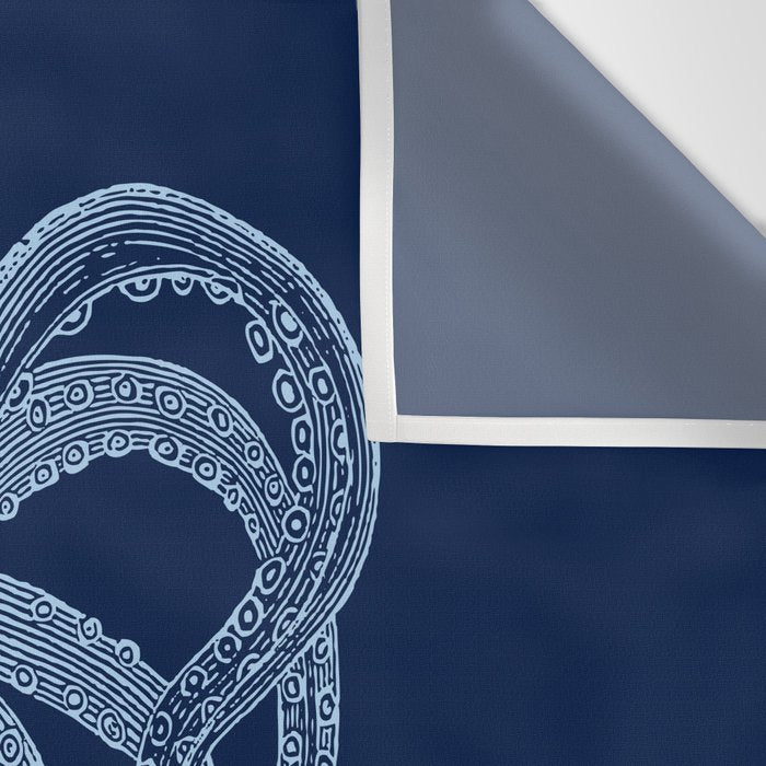 Light-blue octopus on dark blue Wall Tapestry Gallery Image 3