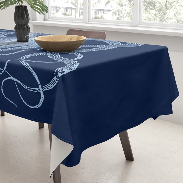 Light-blue octopus on dark blue Tablecloth Gallery Image 3