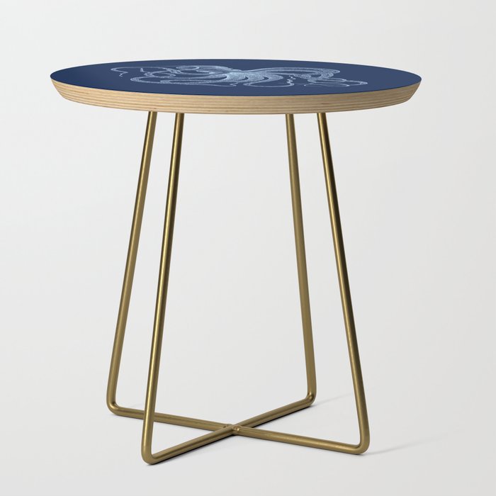 Light-blue octopus on dark blue Side Table Gallery Image 1