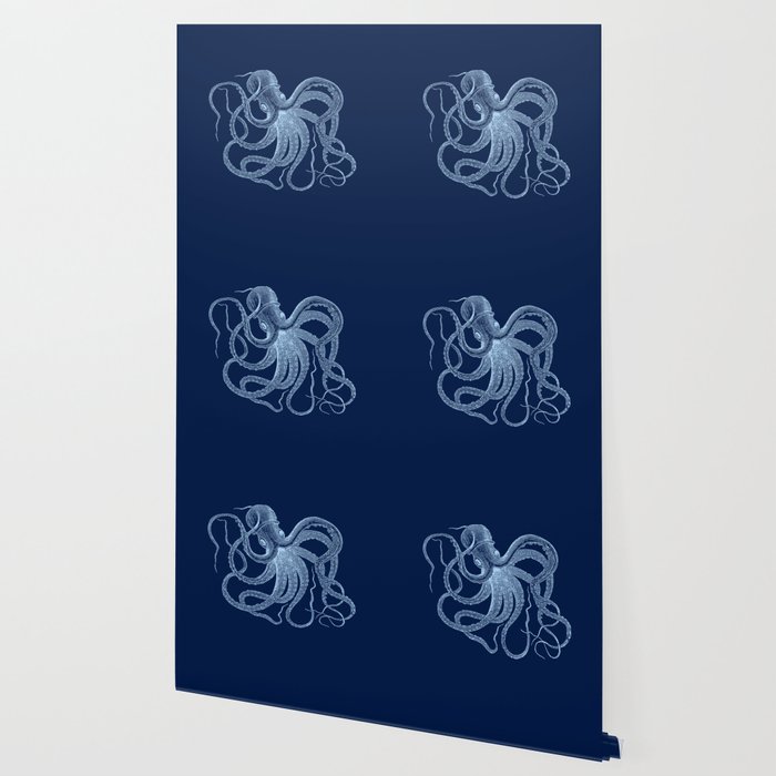 Light-blue octopus on dark blue Wallpaper Gallery Image 2