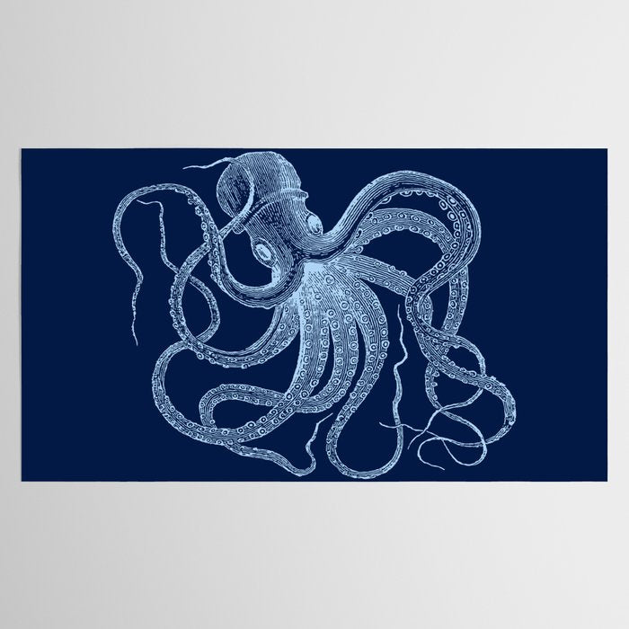 Light-blue octopus on dark blue Tablecloth Gallery Image 2