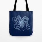 Light-blue octopus on dark blue Tote Bag Gallery Image 1