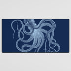 Light-blue octopus on dark blue Desk Mat Gallery Image 3