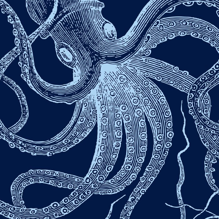 Light-blue octopus on dark blue Coffee Mug Gallery Image 2