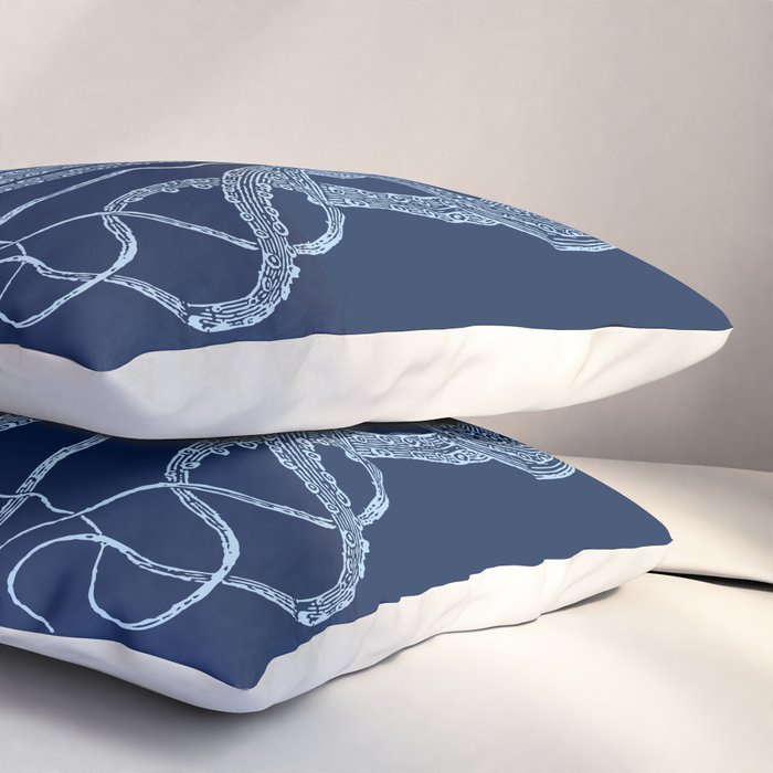 Light-blue octopus on dark blue Pillow Sham Gallery Image 3