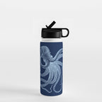 Light-blue octopus on dark blue Water Bottle Gallery Image 1