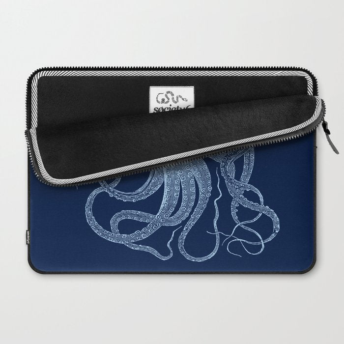 Light-blue octopus on dark blue Laptop Sleeve Gallery Image 2
