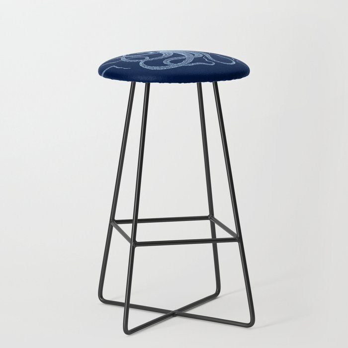 Light-blue octopus on dark blue Stool Gallery Image 1