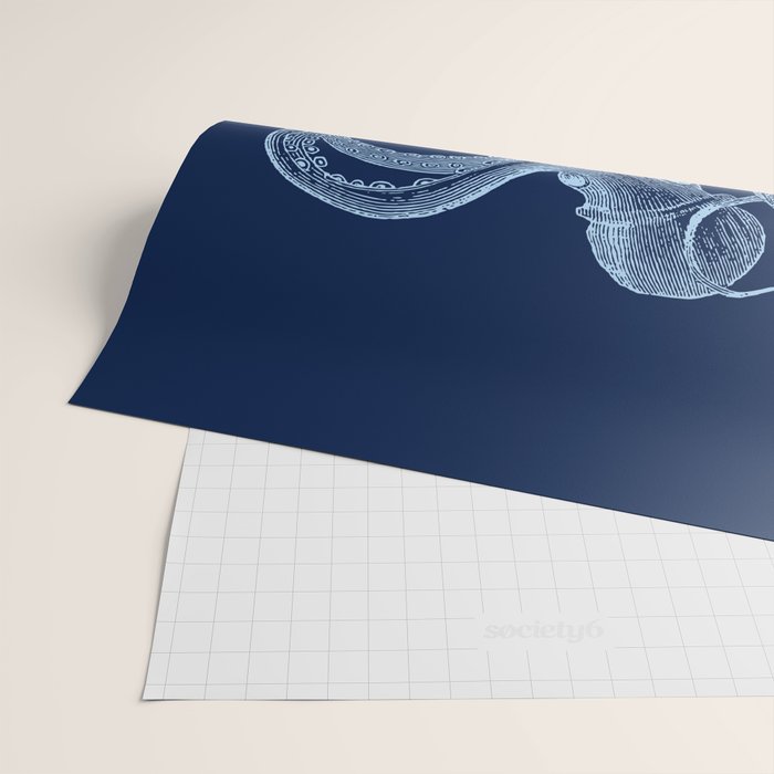 Light-blue octopus on dark blue Wrapping Paper Gallery Image 2