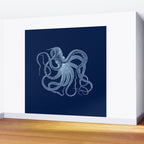 Light-blue octopus on dark blue Wall Mural Gallery Image 2