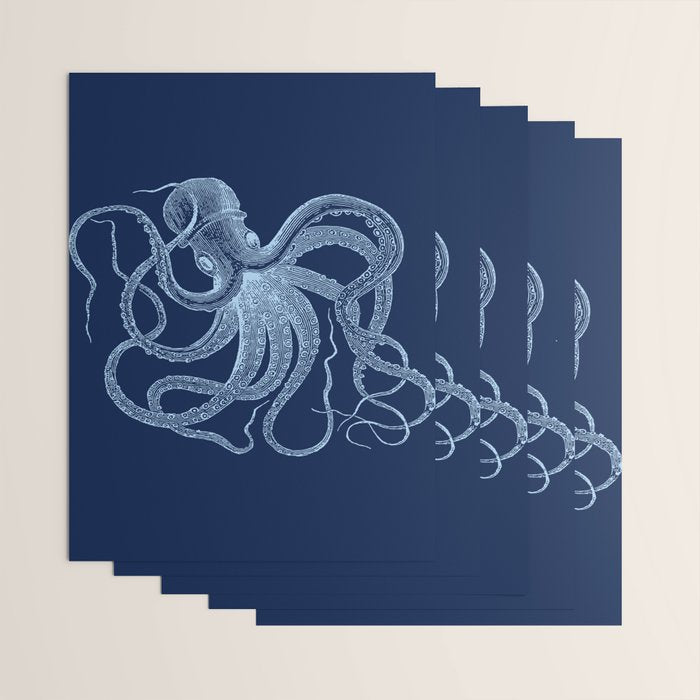 Light-blue octopus on dark blue Wrapping Paper Gallery Image 3