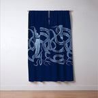 Light-blue octopus on dark blue Window Curtain Gallery Image 3