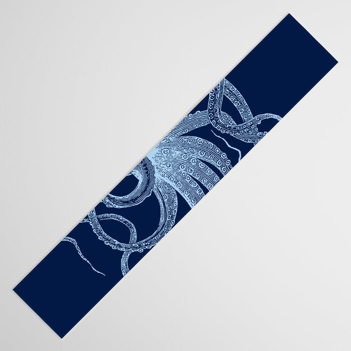 Light-blue octopus on dark blue Table Runner Gallery Image 3