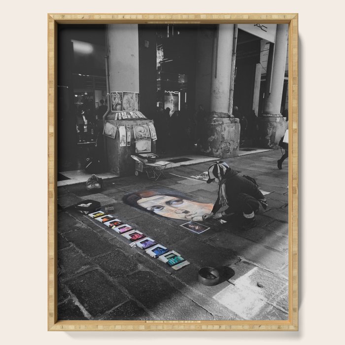Street Bologna Artist Black and White Photography Serving Tray Gallery Image 1