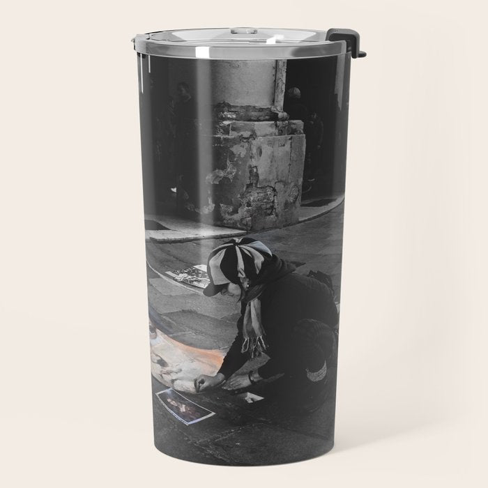 Street Bologna Artist Black and White Photography Travel Mug Gallery Image 2