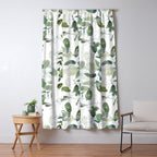 Festive, Watercolor, Leaves Print, White and Green Window Curtain Gallery Image 5