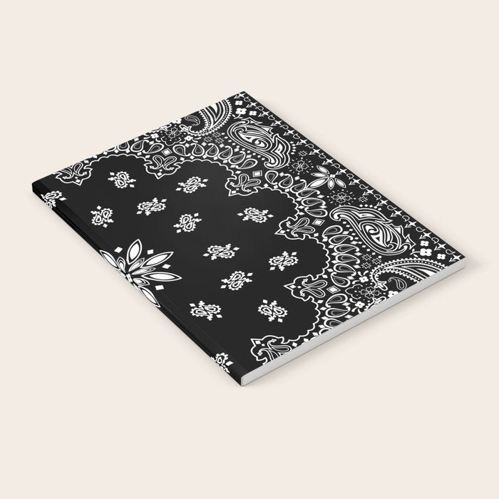 black and white bandana pattern Notebook Gallery Image 1