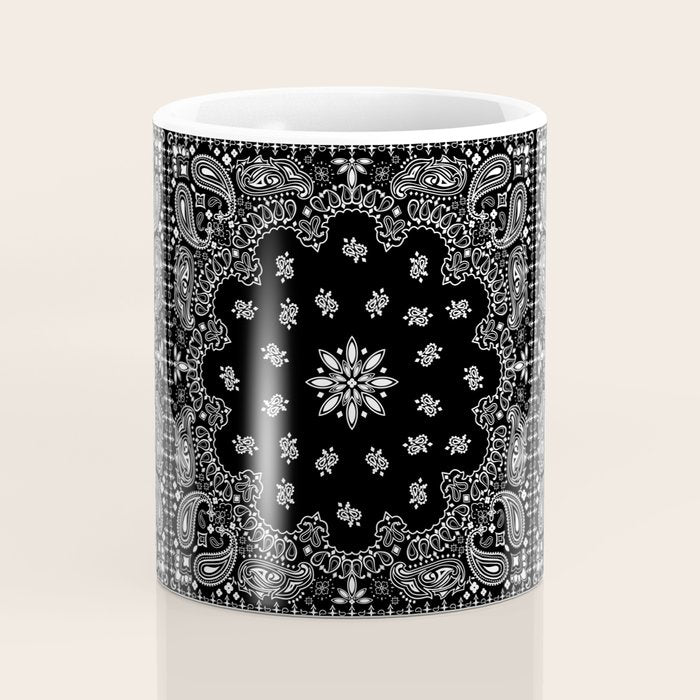 black and white bandana pattern Coffee Mug Gallery Image 4