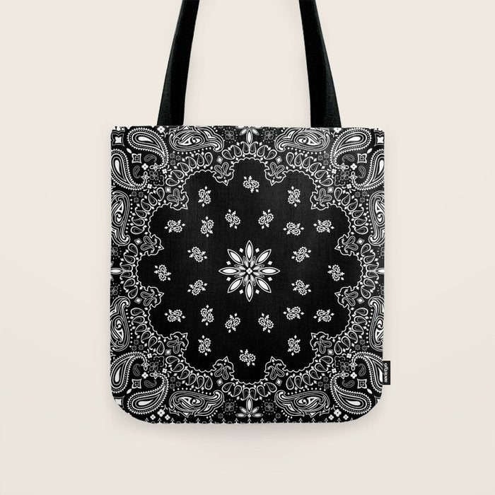 black and white bandana pattern Tote Bag Gallery Image 1