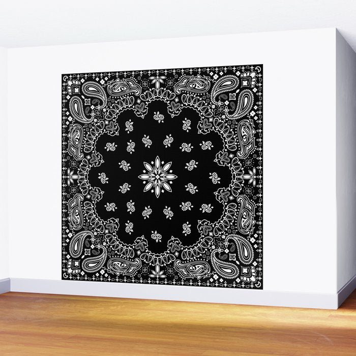 black and white bandana pattern Wall Mural Gallery Image 2