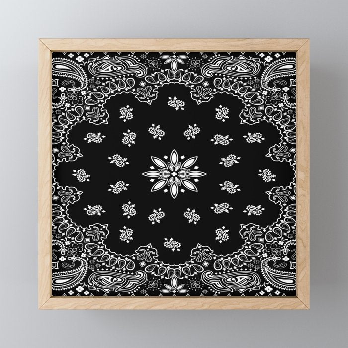 black and white bandana pattern Mini Art Print Gallery Image 1