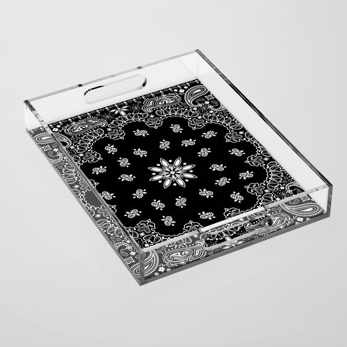 black and white bandana pattern Acrylic Tray Gallery Image 1