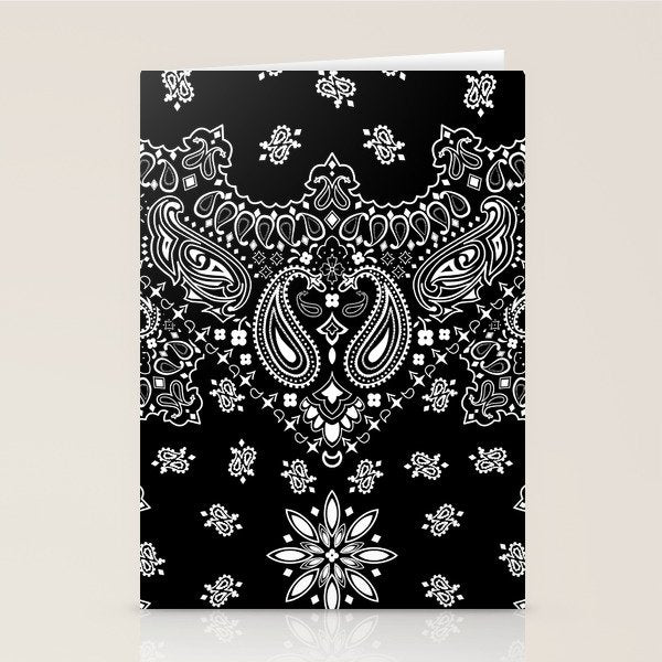 black and white bandana pattern Stationery Card Gallery Image 2
