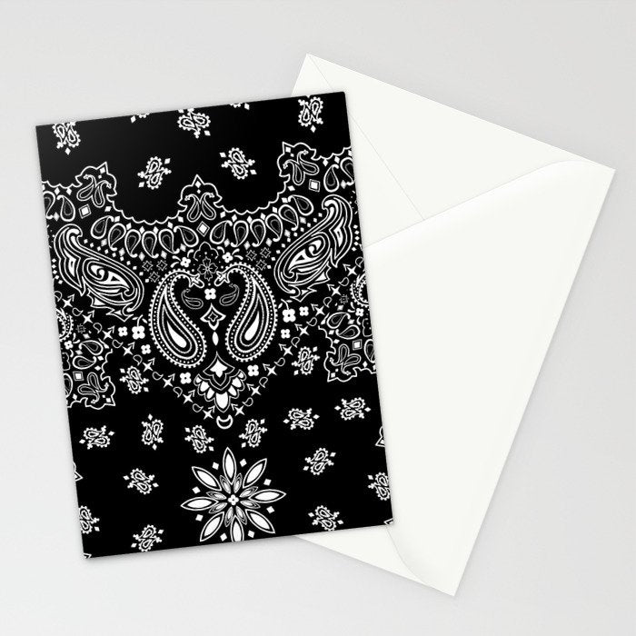 black and white bandana pattern Stationery Card Gallery Image 2
