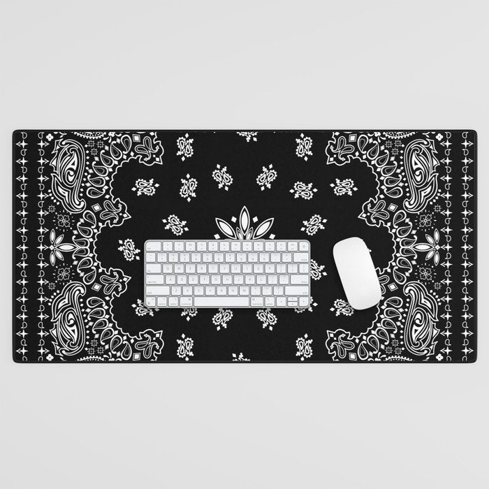 black and white bandana pattern Desk Mat Gallery Image 1