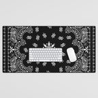black and white bandana pattern Desk Mat Gallery Image 1