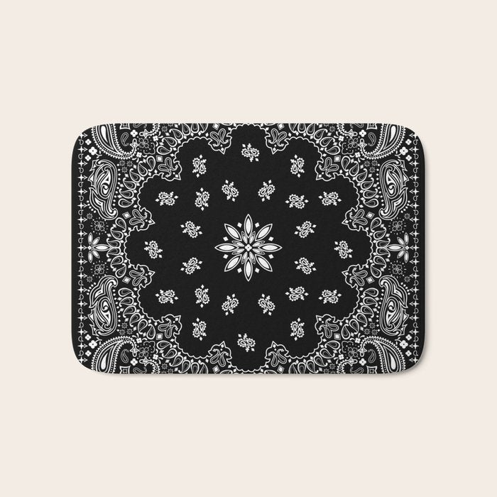 black and white bandana pattern Bath Mat Gallery Image 1