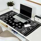 black and white bandana pattern Desk Mat Gallery Image 2