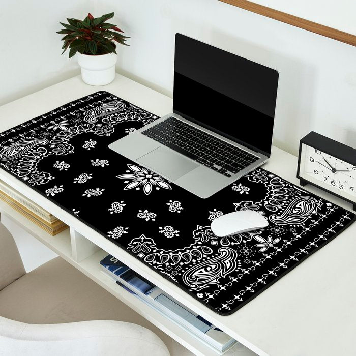 black and white bandana pattern Desk Mat Gallery Image 2