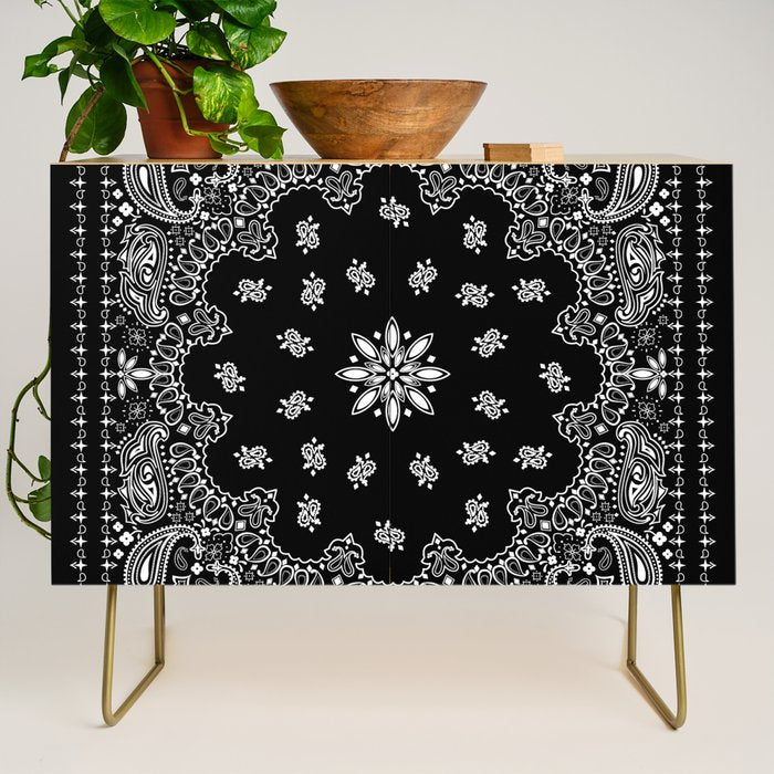 black and white bandana pattern Credenza Gallery Image 1