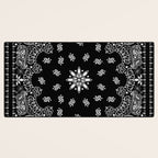 black and white bandana pattern Desk Mat Gallery Image 3