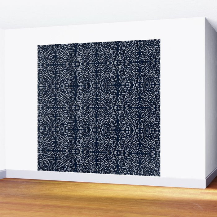 Celestial Stars Art, Indigo Blue, Boho Wall Art, Wall Mural Gallery Image 2