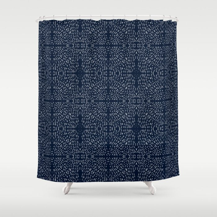 Celestial Stars Art, Indigo Blue, Boho Wall Art, Shower Curtain Gallery Image 1