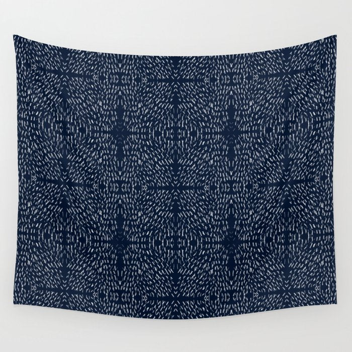 Celestial Stars Art, Indigo Blue, Boho Wall Art, Wall Tapestry Gallery Image 1
