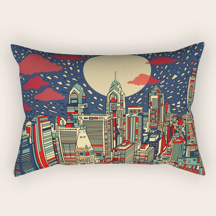 philadelphia city skyline Rectangular Pillow Gallery Image 2