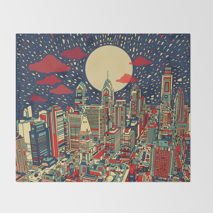 philadelphia city skyline Throw Blanket Gallery Image 2