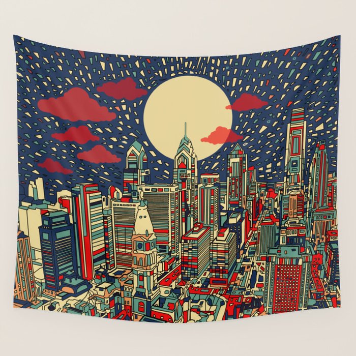 philadelphia city skyline Wall Tapestry