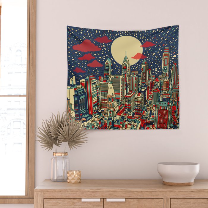 philadelphia city skyline Wall Tapestry Gallery Image 2