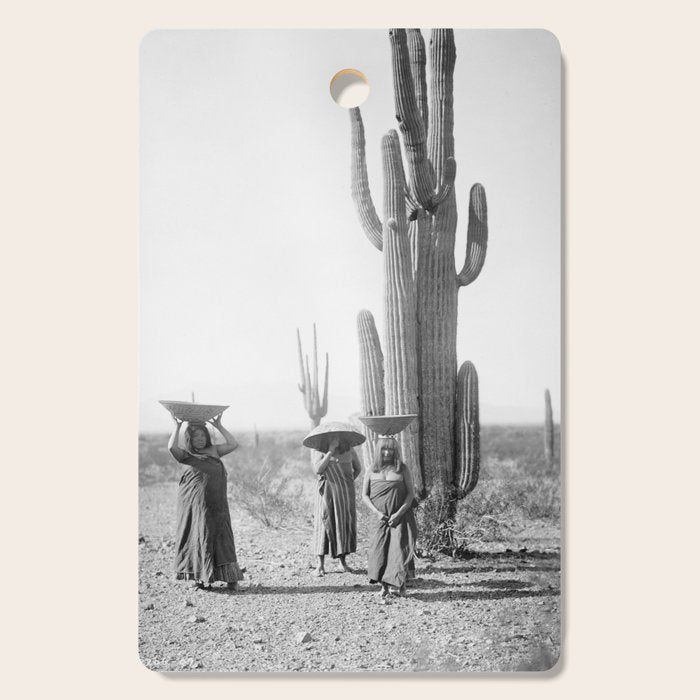 Vintage Native American Photo with Saguao Cactus Cutting Board Gallery Image 1