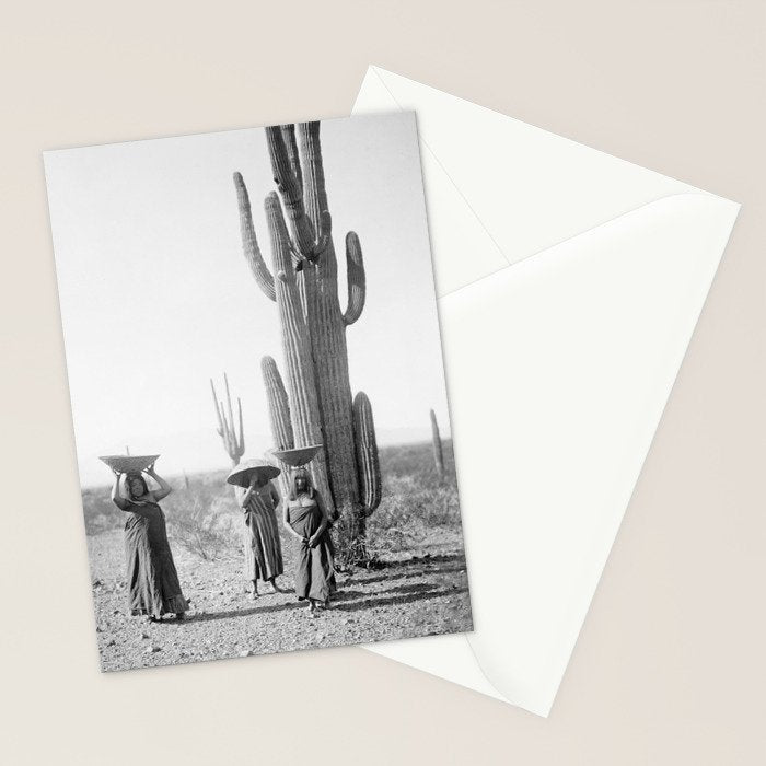 Vintage Native American Photo with Saguao Cactus Stationery Card Gallery Image 2