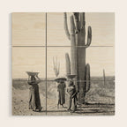Vintage Native American Photo with Saguao Cactus Wood Wall Art Gallery Image 1