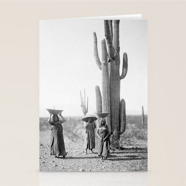 Vintage Native American Photo with Saguao Cactus Stationery Card Gallery Image 2