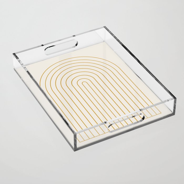 Minimal Arch XXXVI Creme and Orange Modern Geometric Lines Acrylic Tray Gallery Image 1