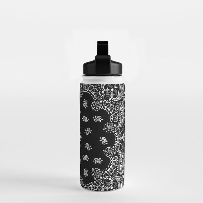 black and white bandana pattern Water Bottle Gallery Image 2